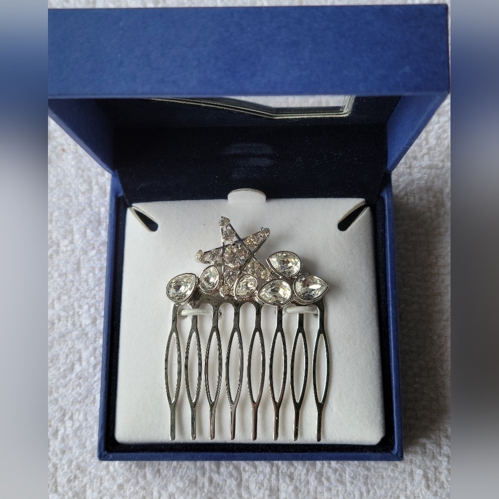 NWT Vintage Swarovski Silver Crystals Star Constellation Hair Comb Hair Pin
